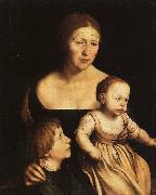Hans Holbein The Artist's Wife with Katherine and Philip oil on canvas